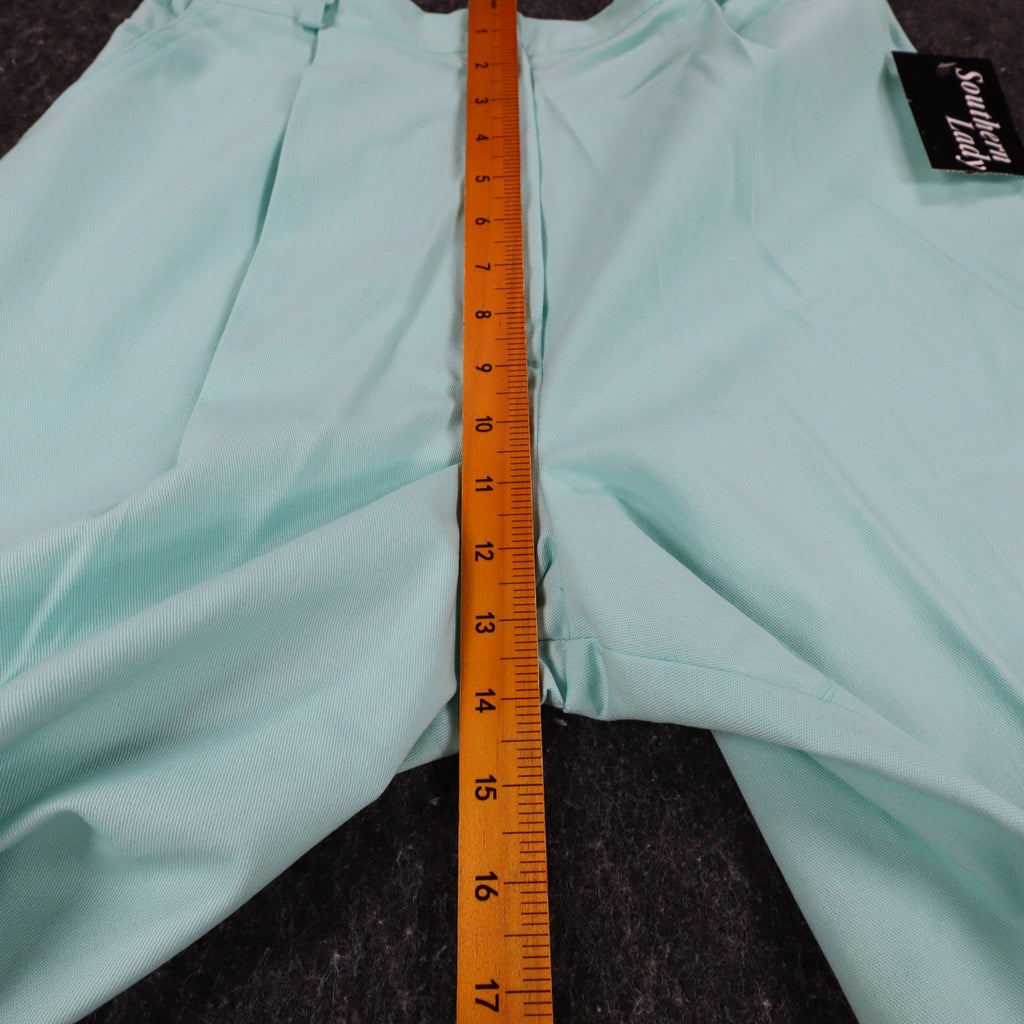 Aqua Southern Lady pleated shorts, front rise ruler view