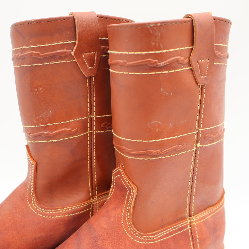 Acme Vintage Cowboy Boots Mens 5.5 D Tan Leather Western Square Toe 2418 USA - take2supply