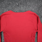 Limited Top Womens Small Vintage 90s Red Ribbed Long Sleeve Crew Neck Shirt - take2supply