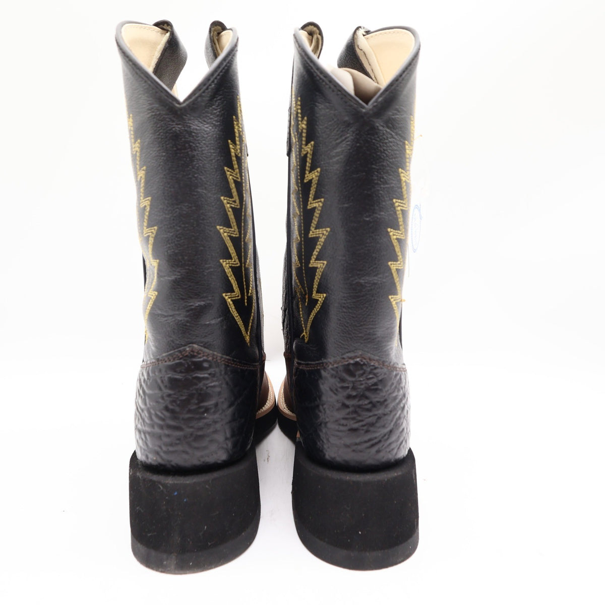 Old West 1606 Western Cowboy Boots Kids Size 1.5 Brown Black Leather NWT - take2supply