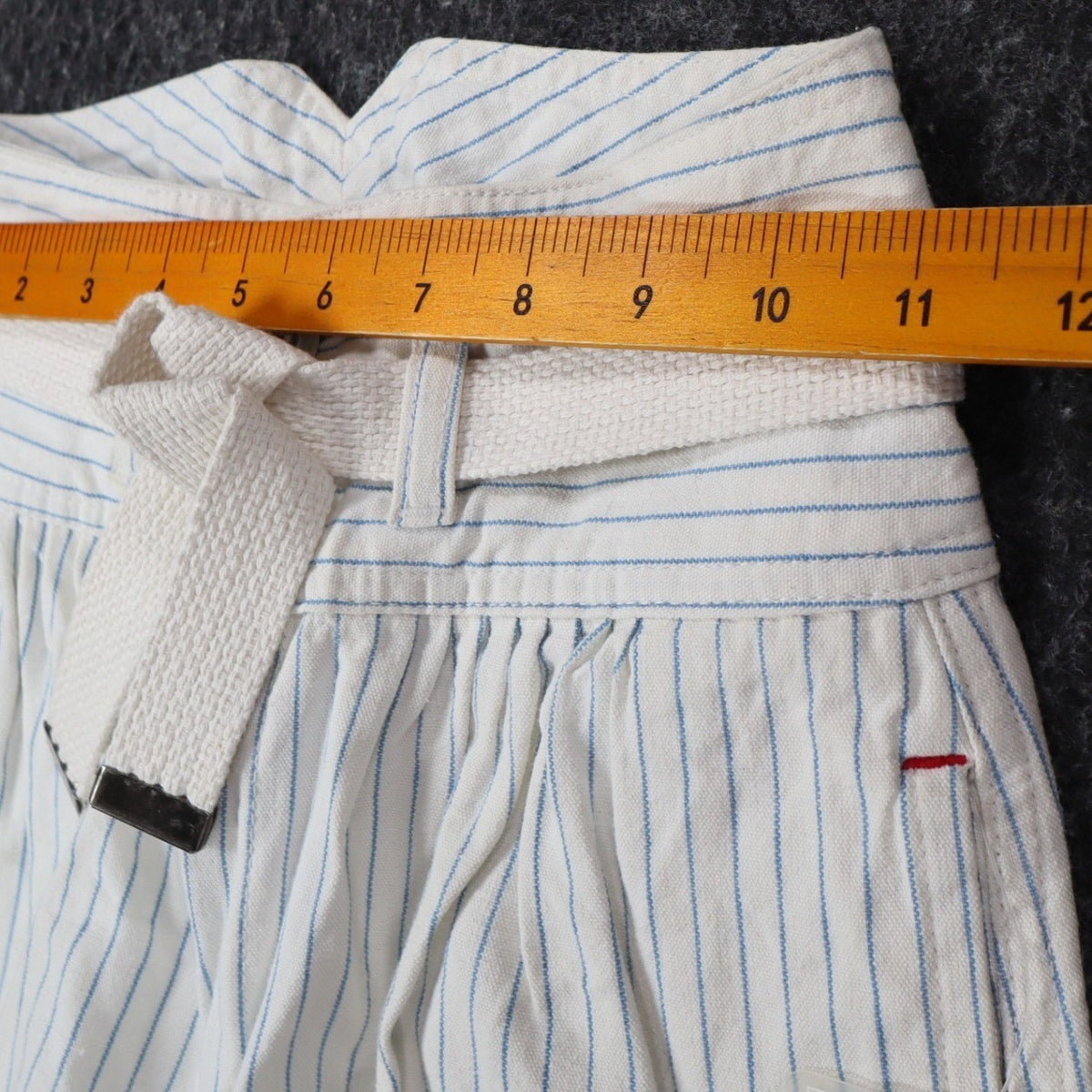 Lee Melbourne Skirt Shorts Girls 8 Vintage 90s White Blue Stripe Paperbag Waist - take2supply