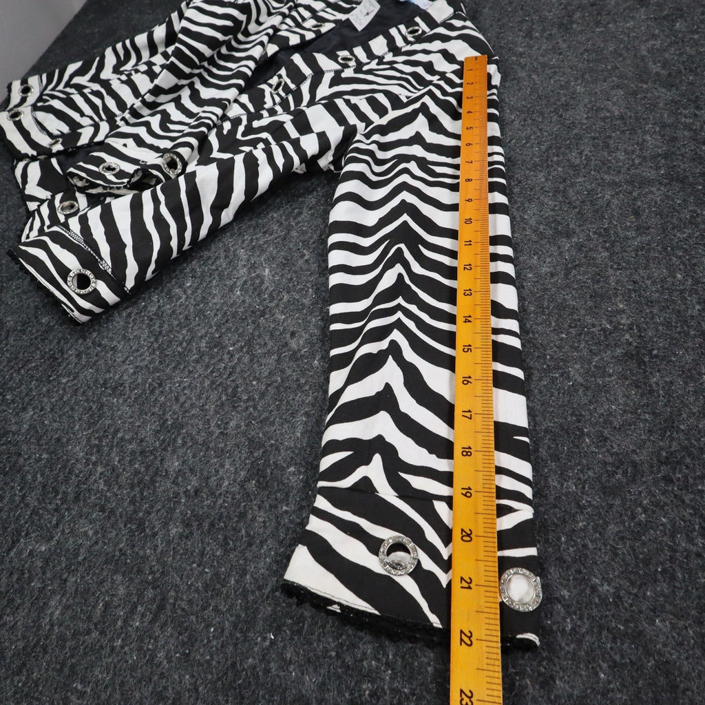 Emma J Zebra Print Jacket Womens M Y2K Black White Cotton Grommet Eyelet Trim - take2supply