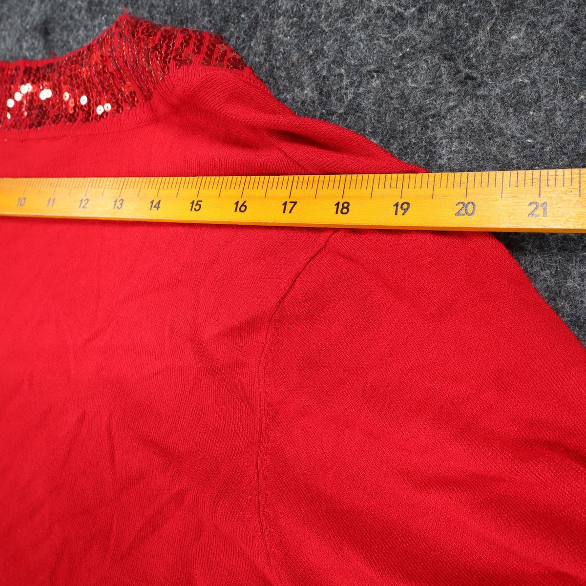 N Touch Cardigan Womens Small Red Sequin Trim Open Front Holiday Sweater NEW - take2supply