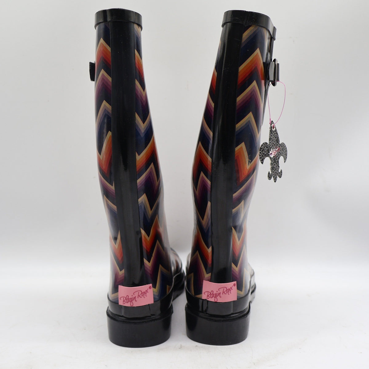 Blazin Roxx Chandra Rain Boots Womens 9 NWT Chevron Multicolor Rubber Waterproof - take2supply