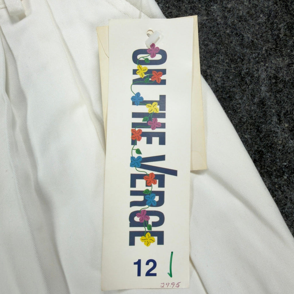 On The Verge 90s Vintage Pleated Shorts Womens 12 White Cotton NWT Made in USA - take2supply