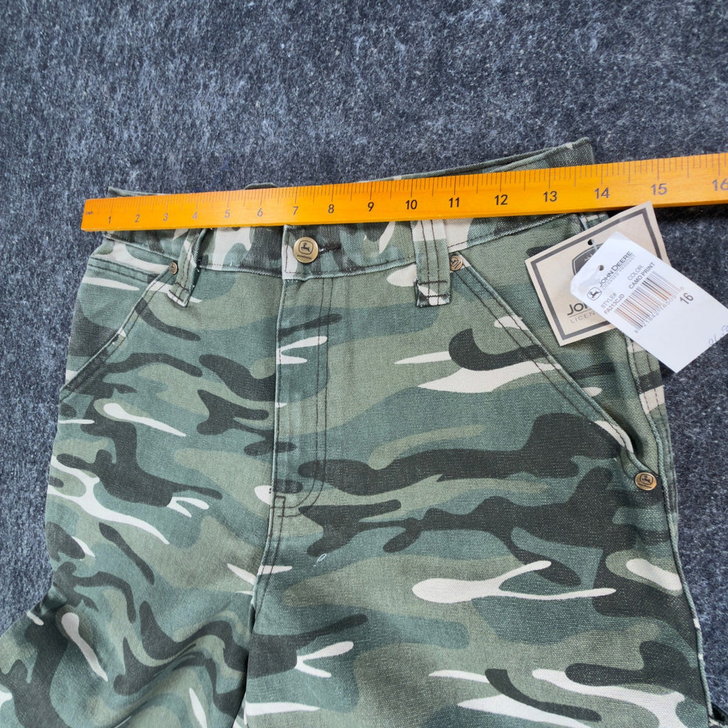 John Deere Carpenter Pants Boys 16 Y2K Camo Cotton Canvas Workwear Deadstock NWT - take2supply