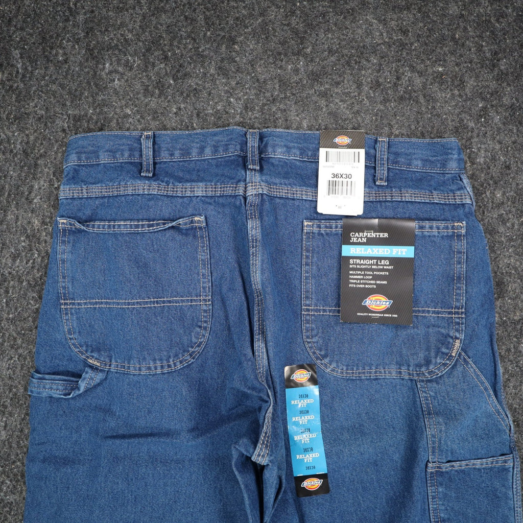 Dickies Carpenter Jeans Mens 36x30 Relaxed Fit Indigo Blue Cotton Workwear NWT - take2supply