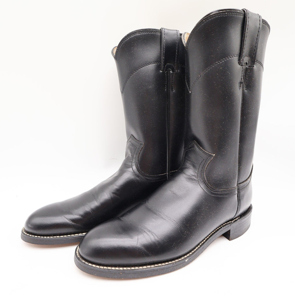 Justin Vintage Cowboy Boots Womens 6 Black Leather Deadstock NIB 3703L - take2supply
