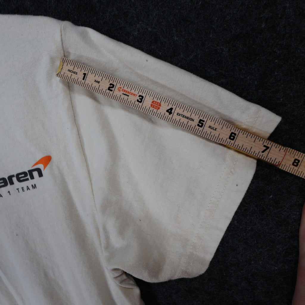McLaren T Shirt Mens Small White Excellent Formula 1 Racing Graphic Tee - take2supply