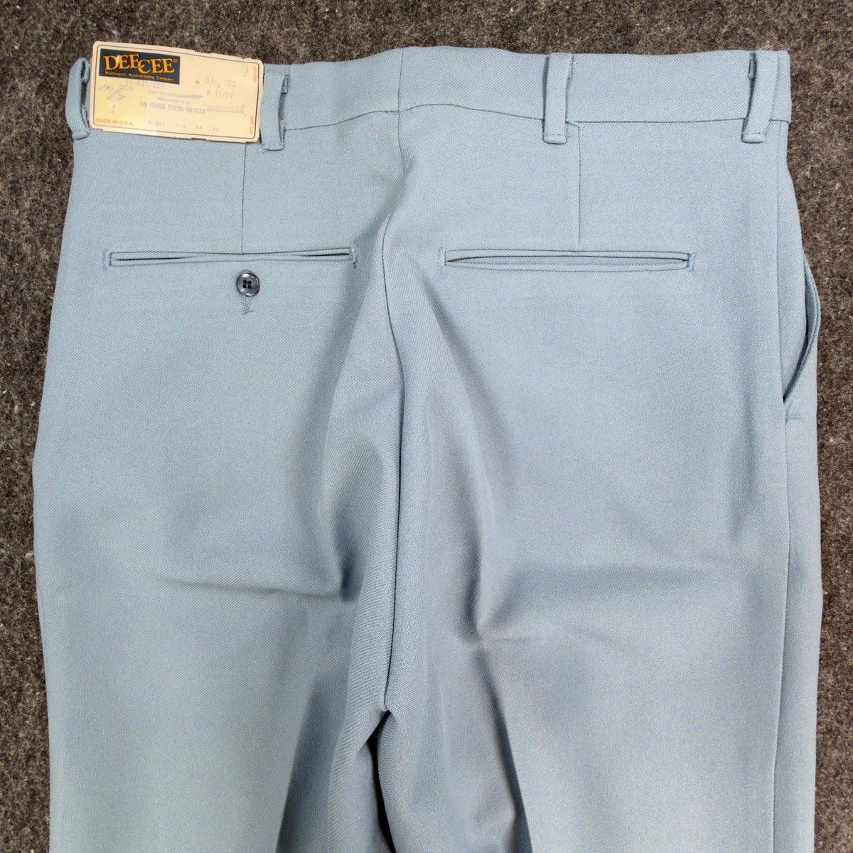 Dee Cee 70s Dress Pants Mens 31x32 Light Blue Stretch Polyester Vintage NEW - take2supply