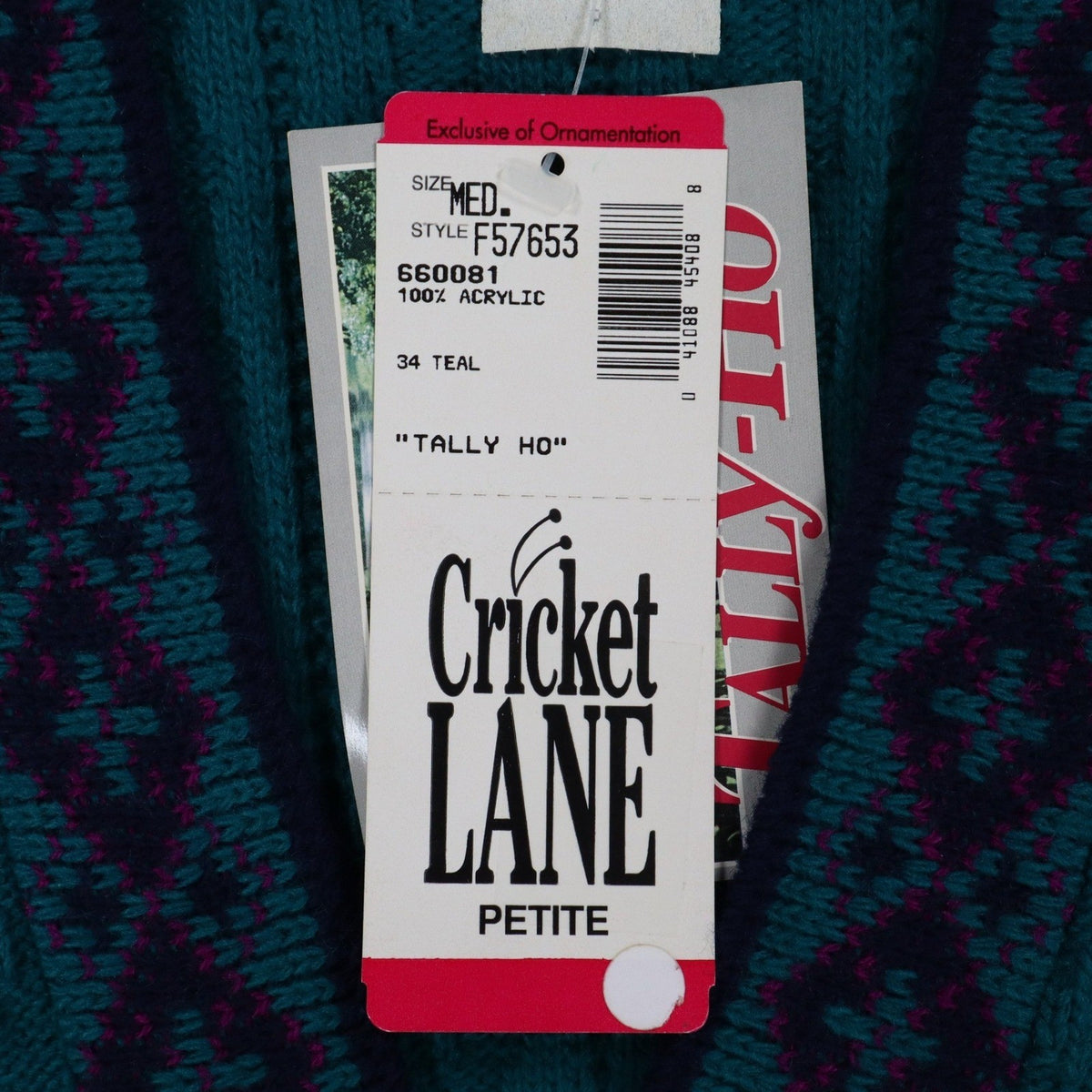 Cricket Lane Cardigan Women Medium Petite Vintage 90s Teal Acrylic Knit NWT USA - take2supply