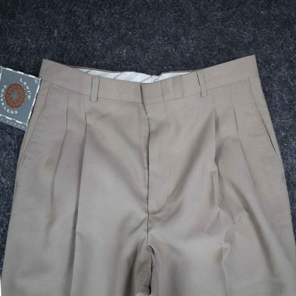 Levi's Travelers Dress Pants Mens 32x32 Vintage 90s Tan Wool Blend Pleated New - take2supply