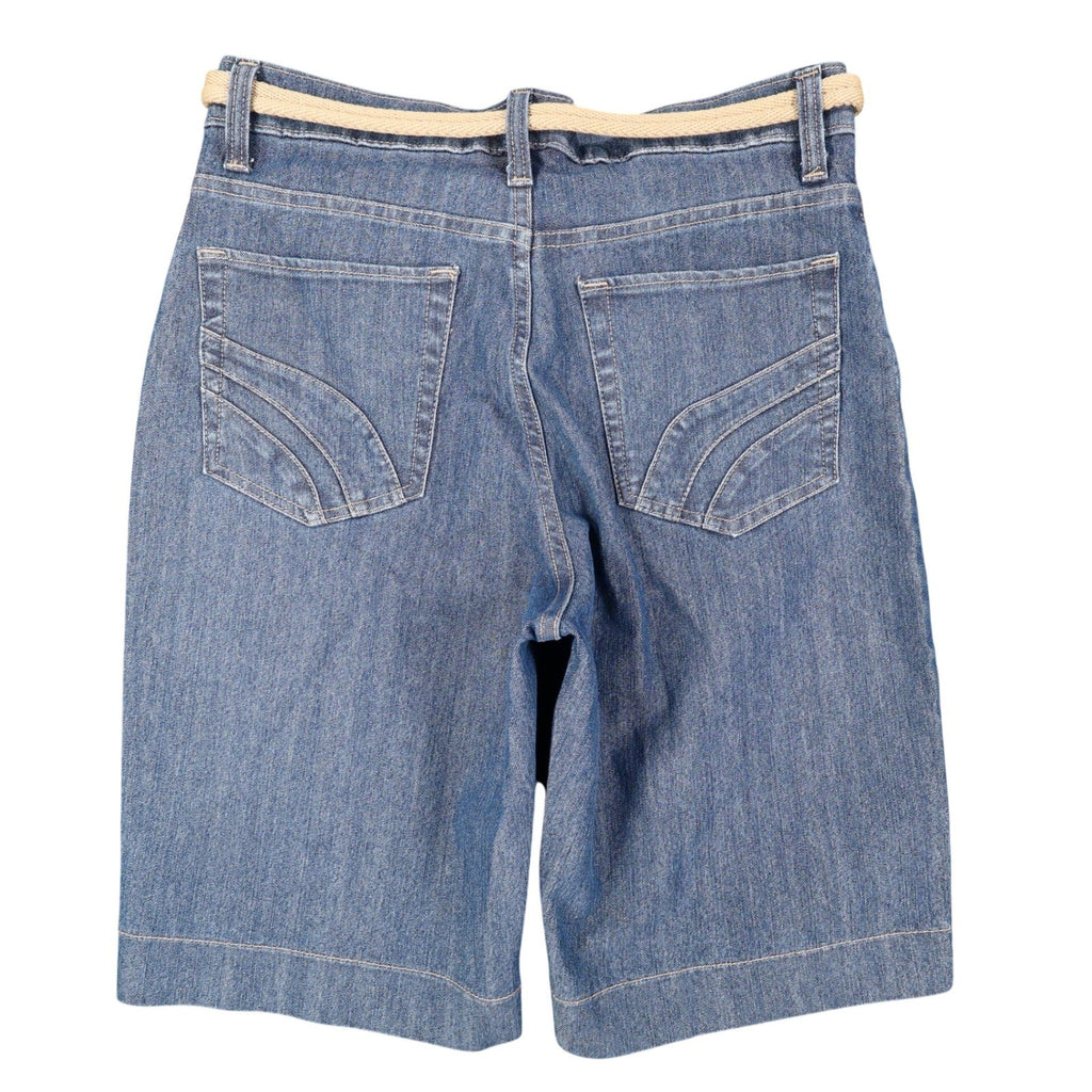 Lee Bermuda Shorts Women 6 M Classic Fit Carolina Blue Denim Stretch Belted NWT - take2supply