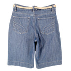 Lee Bermuda Shorts Women 6 M Classic Fit Carolina Blue Denim Stretch Belted NWT - take2supply