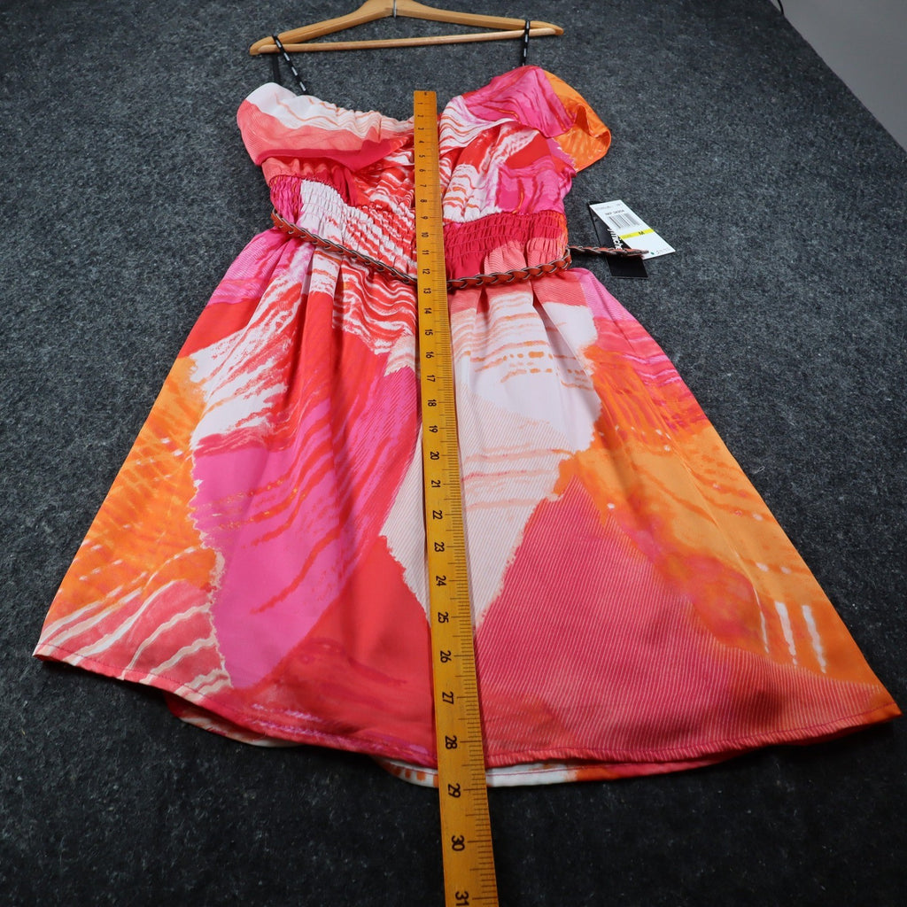 My Michelle One Shoulder Dress Womens Medium Pink Orange Abstract Print NWT - take2supply