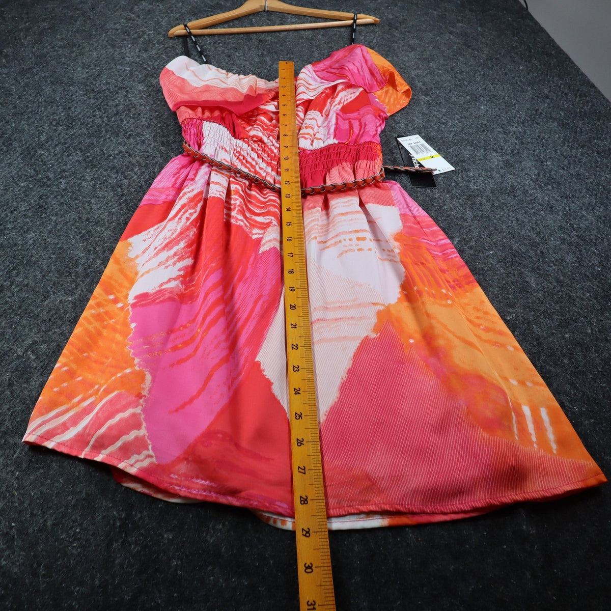My Michelle One Shoulder Dress Womens Medium Pink Orange Abstract Print NWT - take2supply