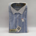 Mark VII Dress Shirt 16.5 32/33 Blue Stripe White Contrast Collar USA New - take2supply