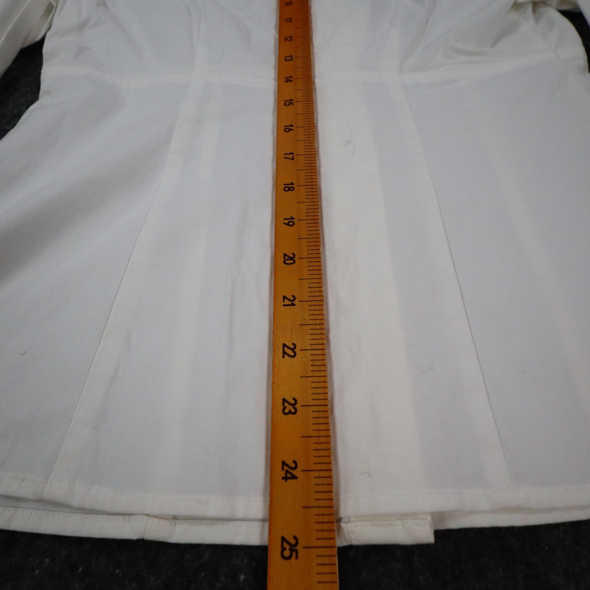 AGB Blouse Womens Small White Stretch Cotton Ruffle V-Neck Long Sleeve Button Up - take2supply
