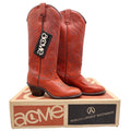 Acme Vintage 70s Western Boots Womens 6 Rust Leather Deadstock New NWT - take2supply
