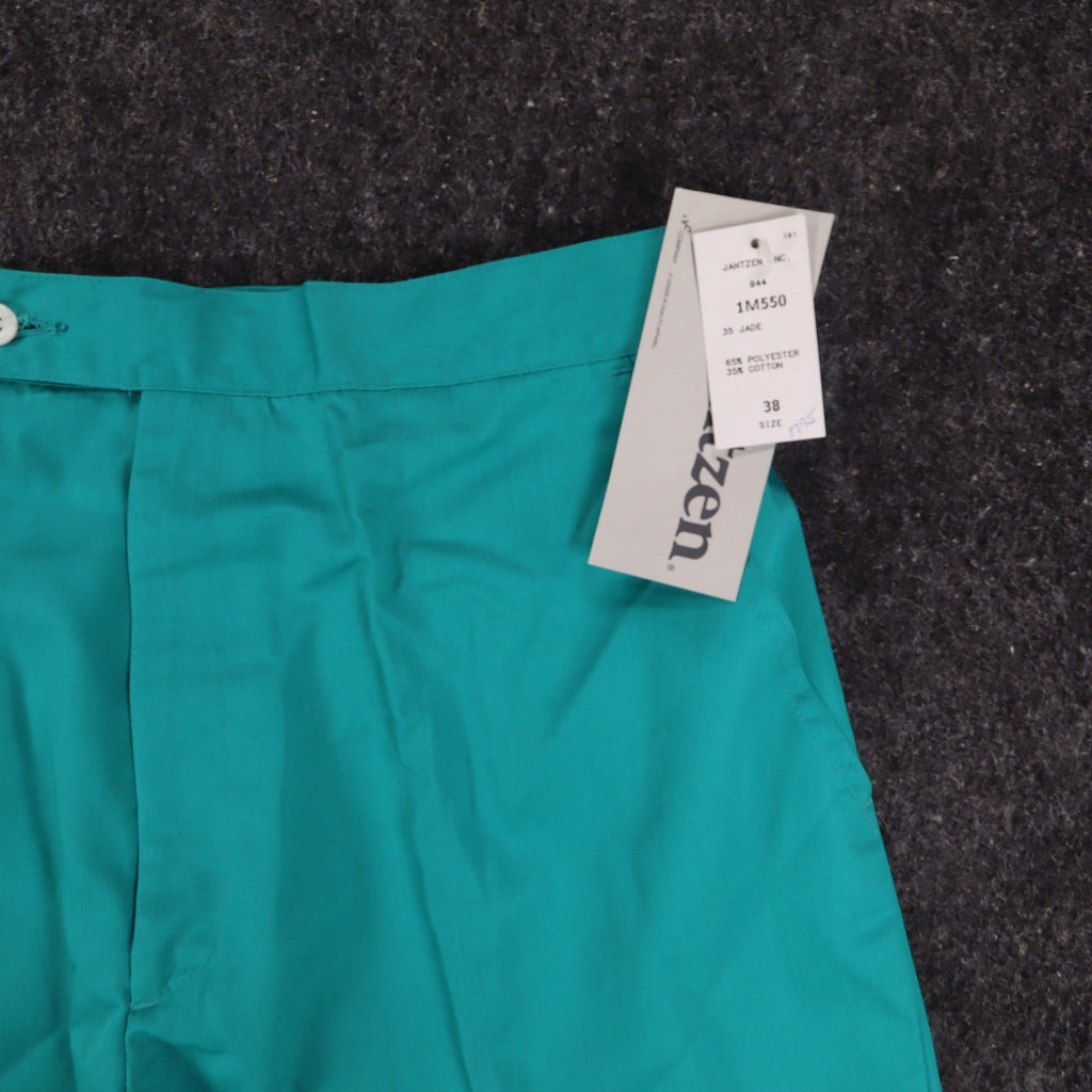 Jantzen Vintage 90s Jade Green Shorts Mens 38 Deadstock NWT Poly Cotton 1M550 - take2supply