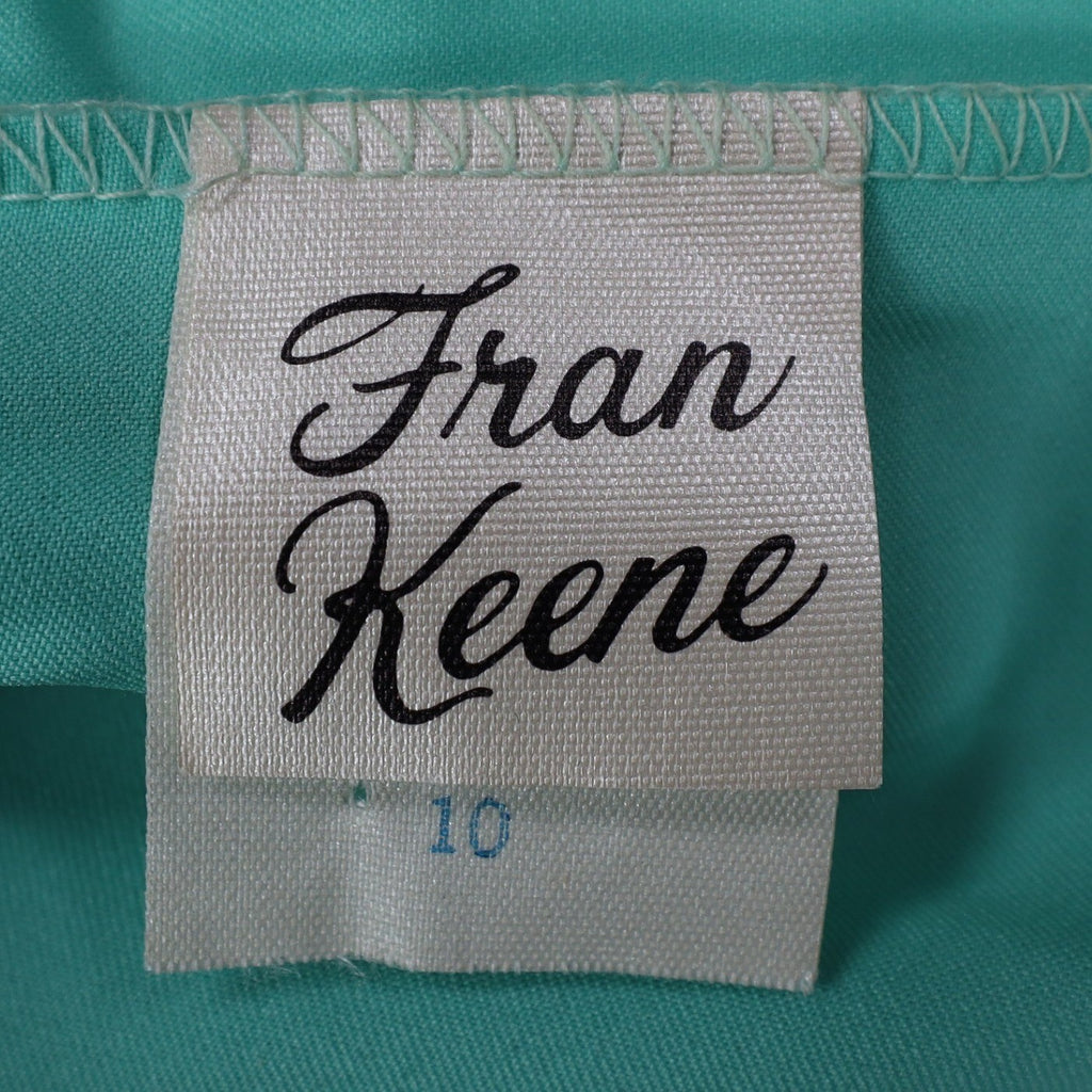 Fran Keene Vintage 70s Blouse Womens 10 Aqua Mint Green Short Sleeve Button Up - take2supply