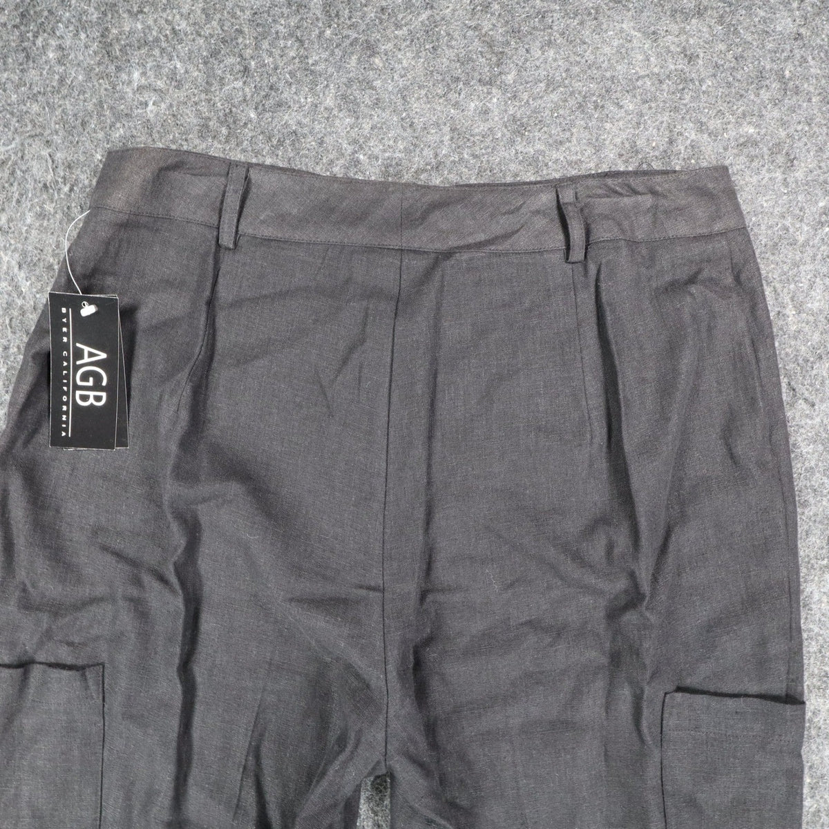AGB Byer California Cargo Pants Womens 10 Y2K Black Linen Blend Utility Trousers - take2supply