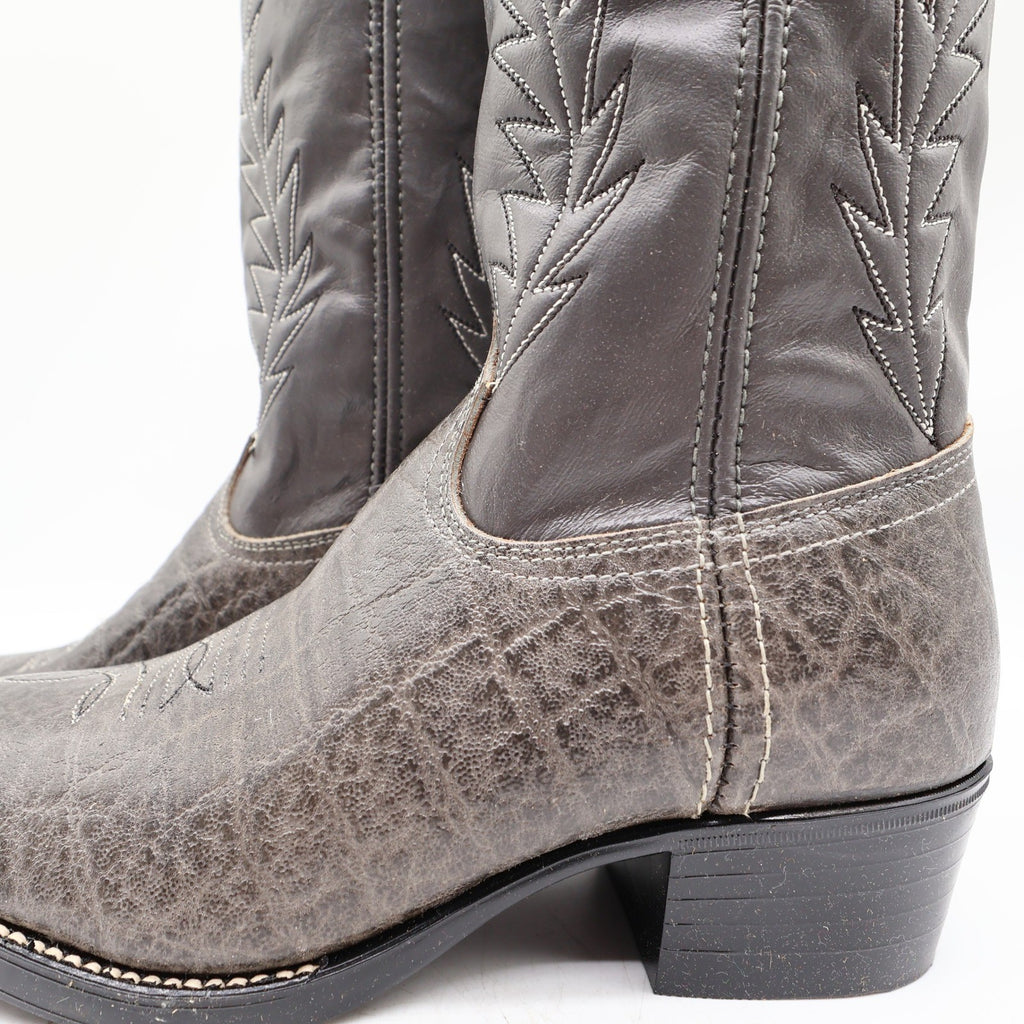 Acme 80s Western Boots Youth 3.5 D Grey Elephant Print Leather NIB 2395 Vintage - take2supply