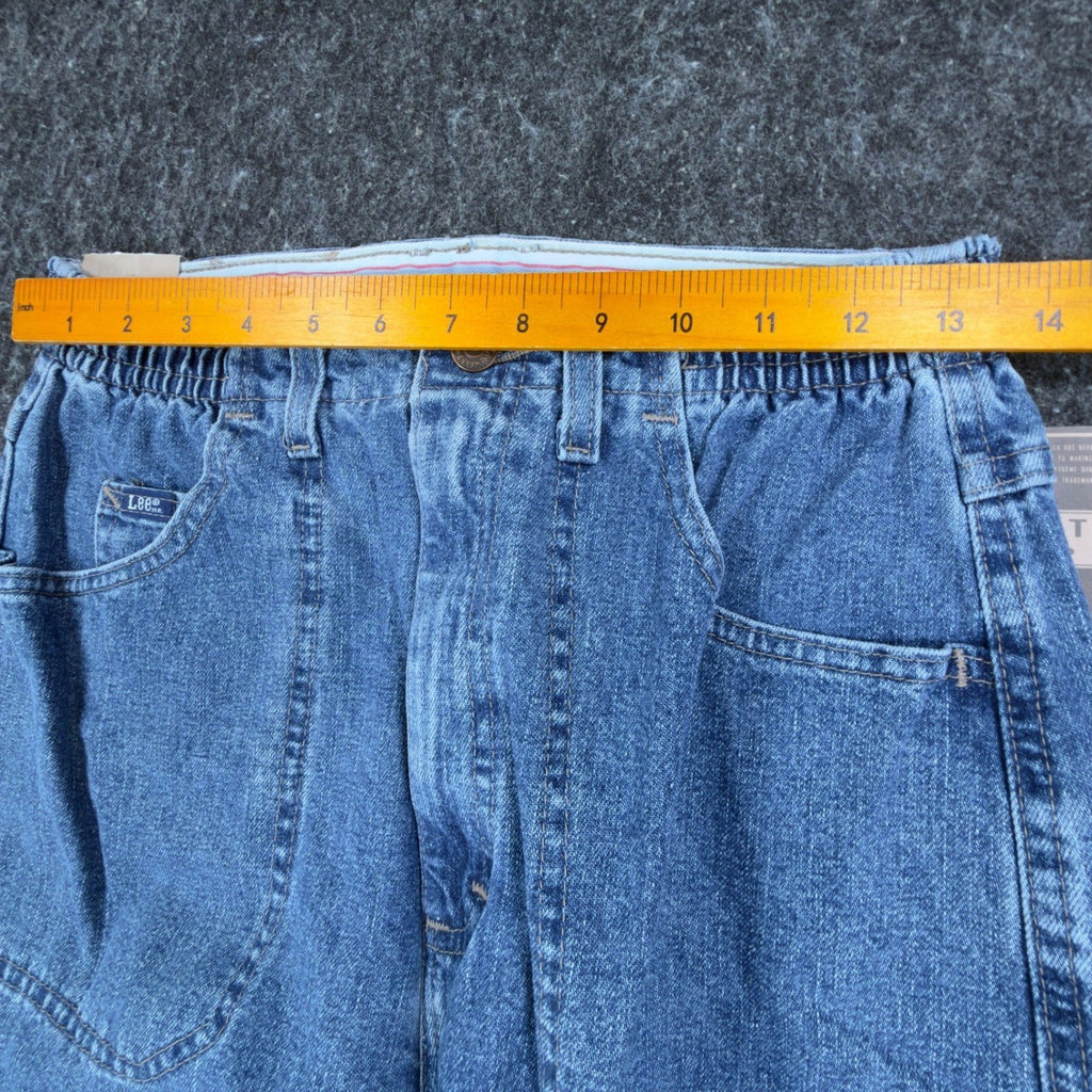 Lee Vintage 90s Side Elastic Utility Jeans Womens 8 M Blue Denim Made in USA NWT - take2supply