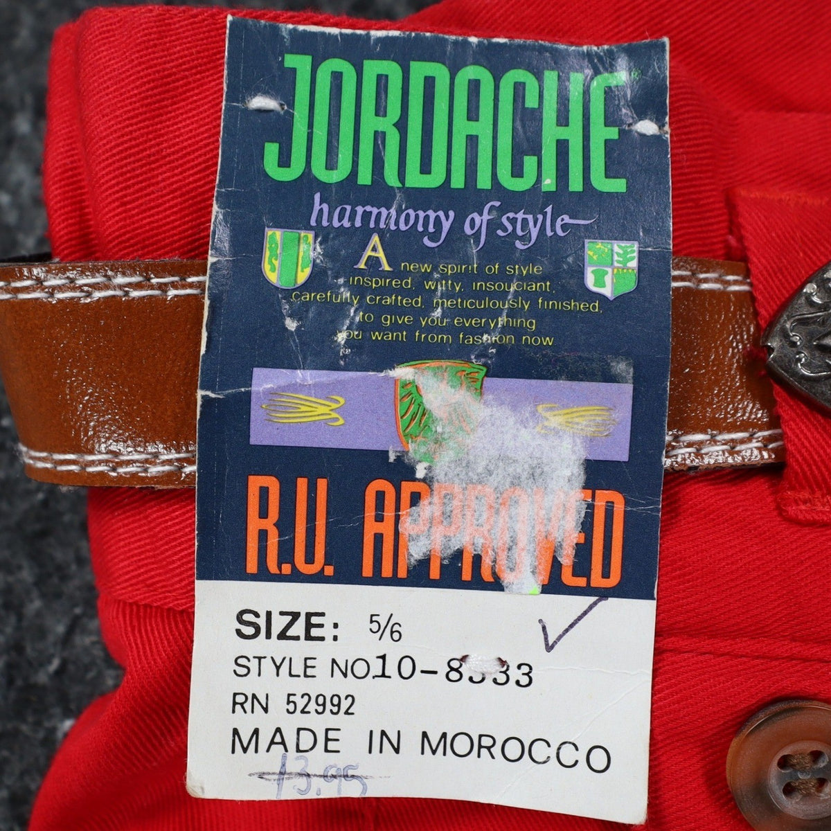 Jordache Pleated Shorts Womens 5/6 Vintage Red Cotton High Waist Western Belt - take2supply