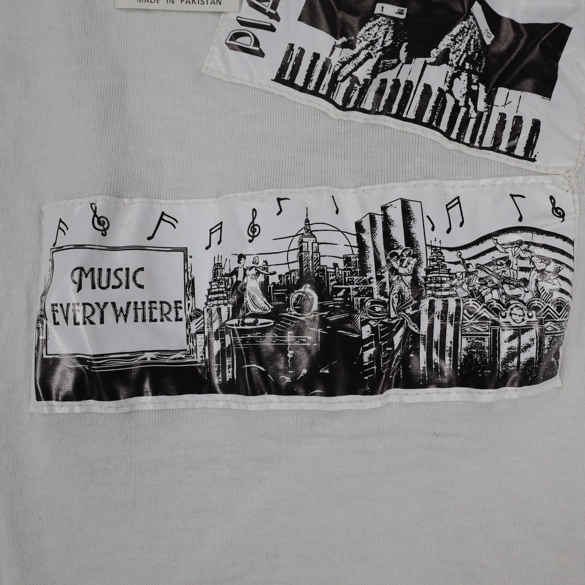 A'Milano Vintage 90s Jazz Graphic Tee Small White Single Stitch Deadstock NWT - take2supply