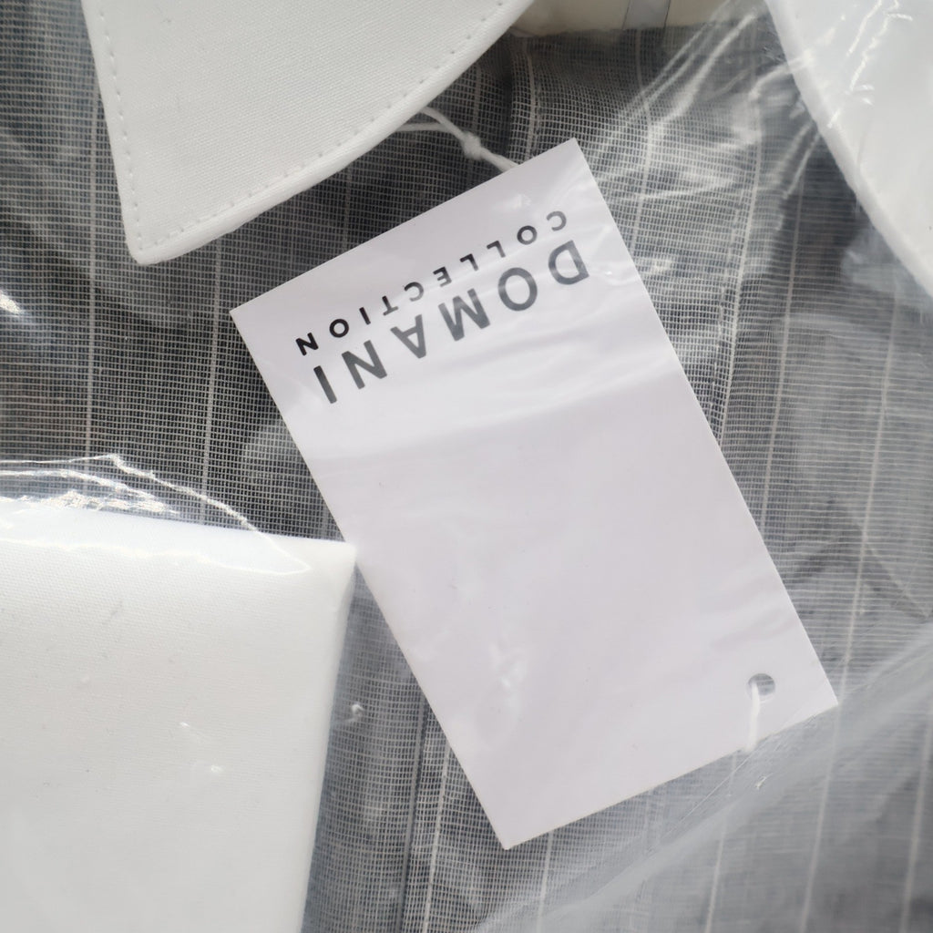Domani Collection Dress Shirt 16.5 34/35 Gray White Collar French Cuffs New - take2supply
