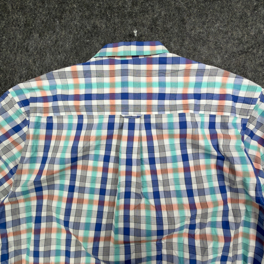 Cotton Traders Plaid Short Sleeve Button Down Men XL Royal Cotton New - take2supply