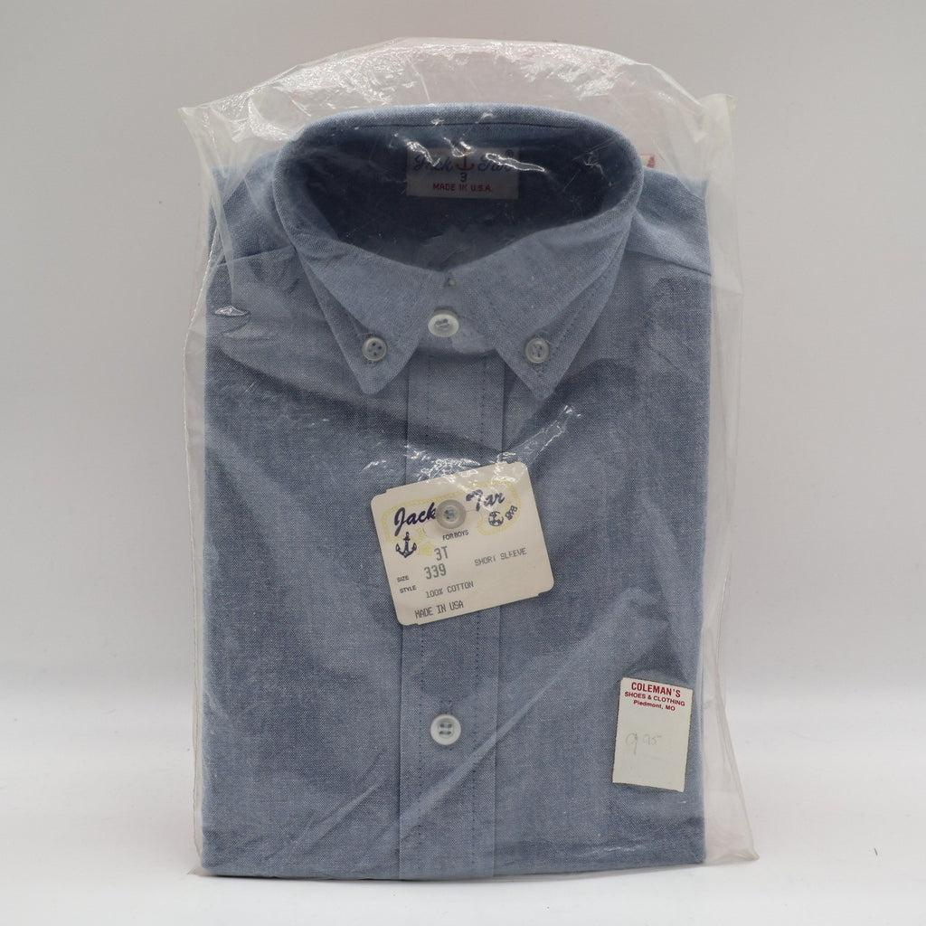Jack Tar Shirt Toddler Boys 3T Blue Oxford Short Sleeve Cotton USA NWT - take2supply