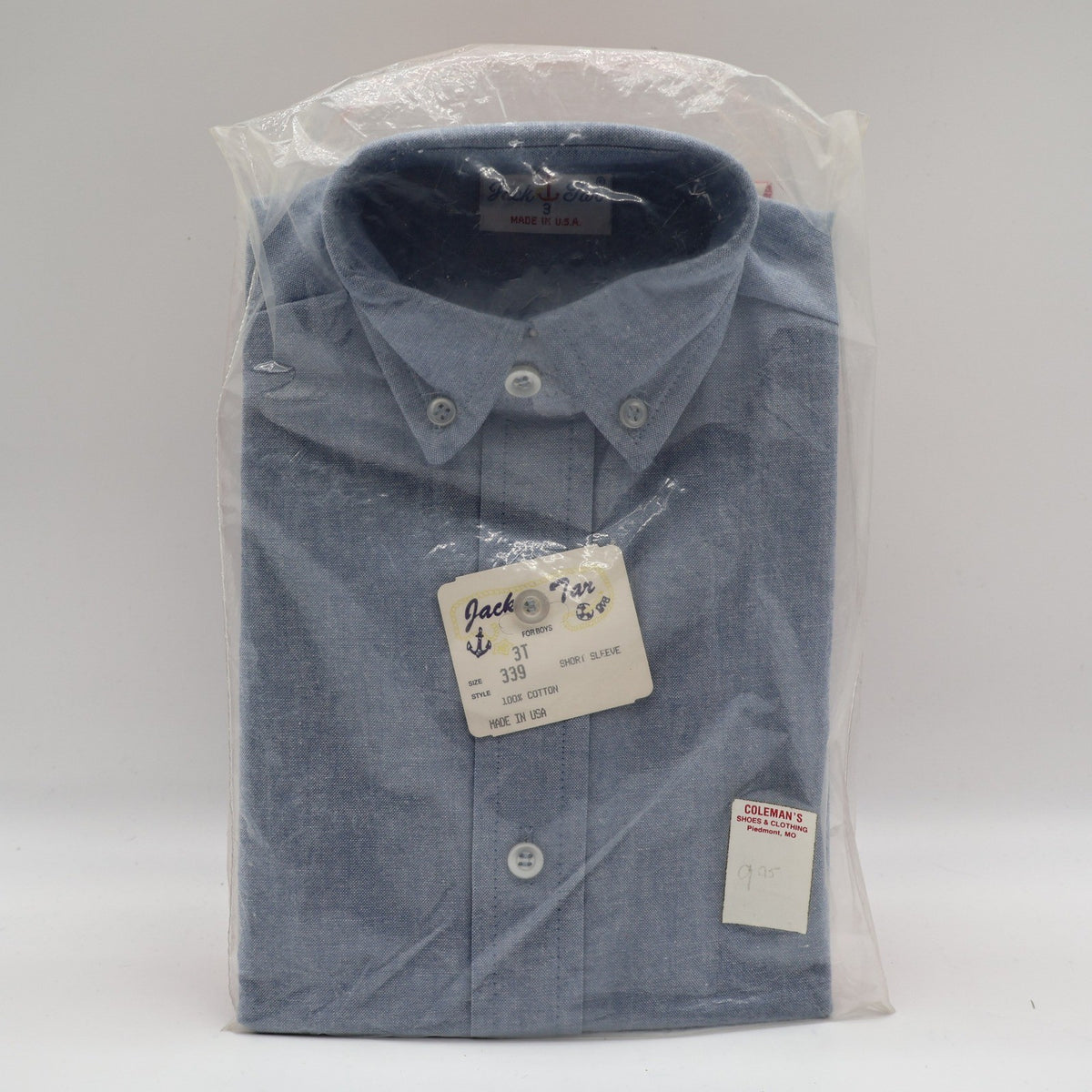 Jack Tar Shirt Toddler Boys 3T Blue Oxford Short Sleeve Cotton USA NWT - take2supply