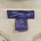 SML Design Polo Sweater Women Medium Tan Short Sleeve Cotton Blend Ribbed NWT - take2supply