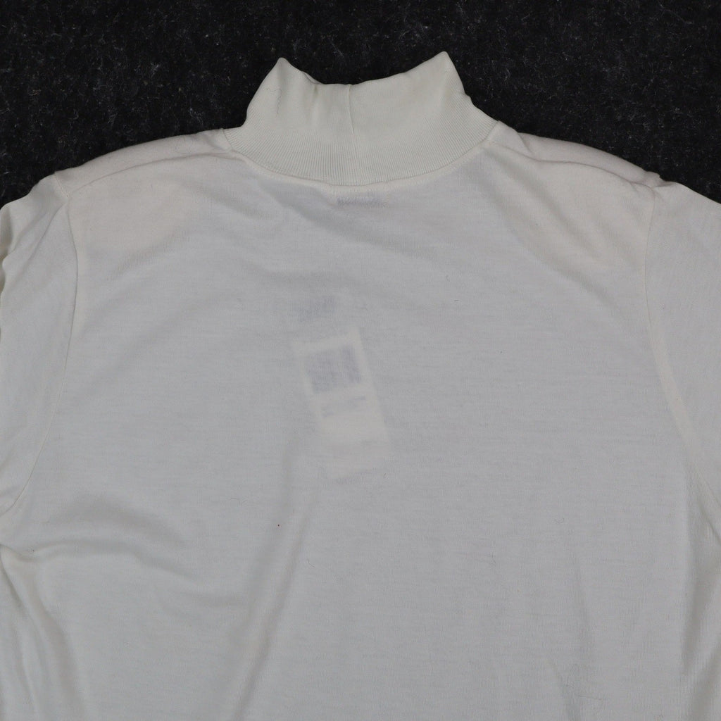 Lucia Mock Neck Top Womens Small Vintage 90s Ivory Embroidered Deadstock NWT - take2supply