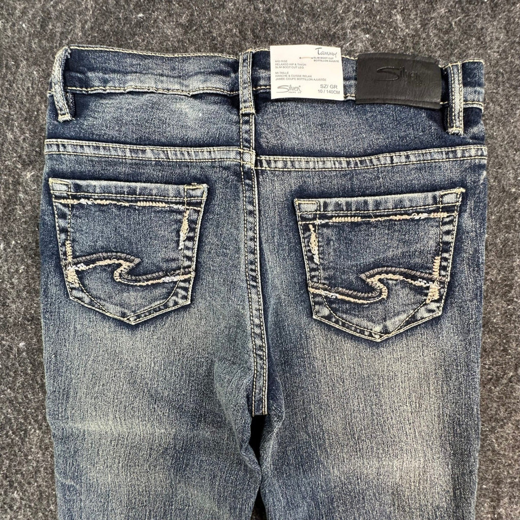 Silver Jeans Co Tammy Bootcut Girls 10 Blue Denim Stretch Mid Rise NWT - take2supply