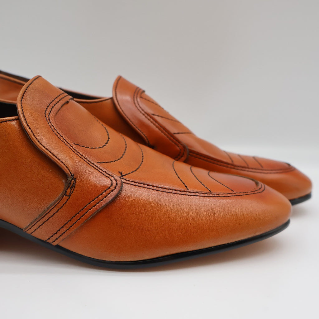 James Pepper Loafers Mens 7 D Vintage 70s Cognac Leather Deadstock USA 44041 - take2supply