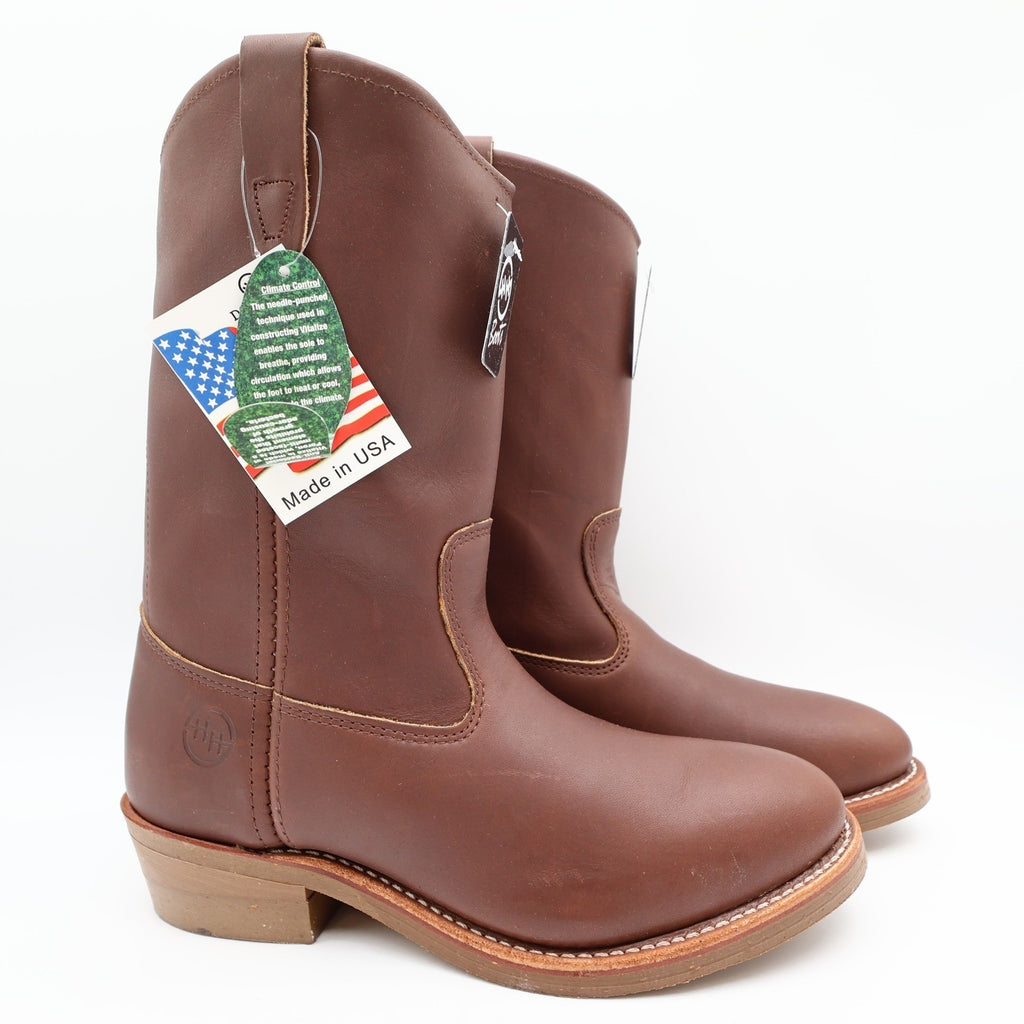Double-H 2555 Brown Ranch Wellington Boots Mens 8.5 E Leather Made in USA NWT - take2supply