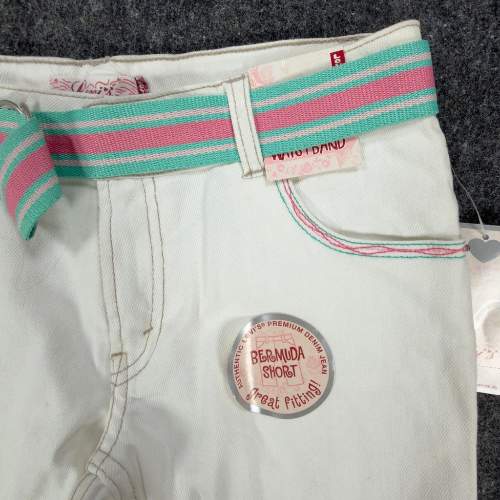 Levi's Y2K Bermuda Shorts Girls 14 White Ramie Cotton NWT C681 - take2supply