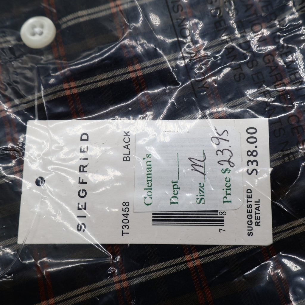 Siegfried & Company Mens M Black Rust Plaid Button Front Shirt NWT NOS - take2supply