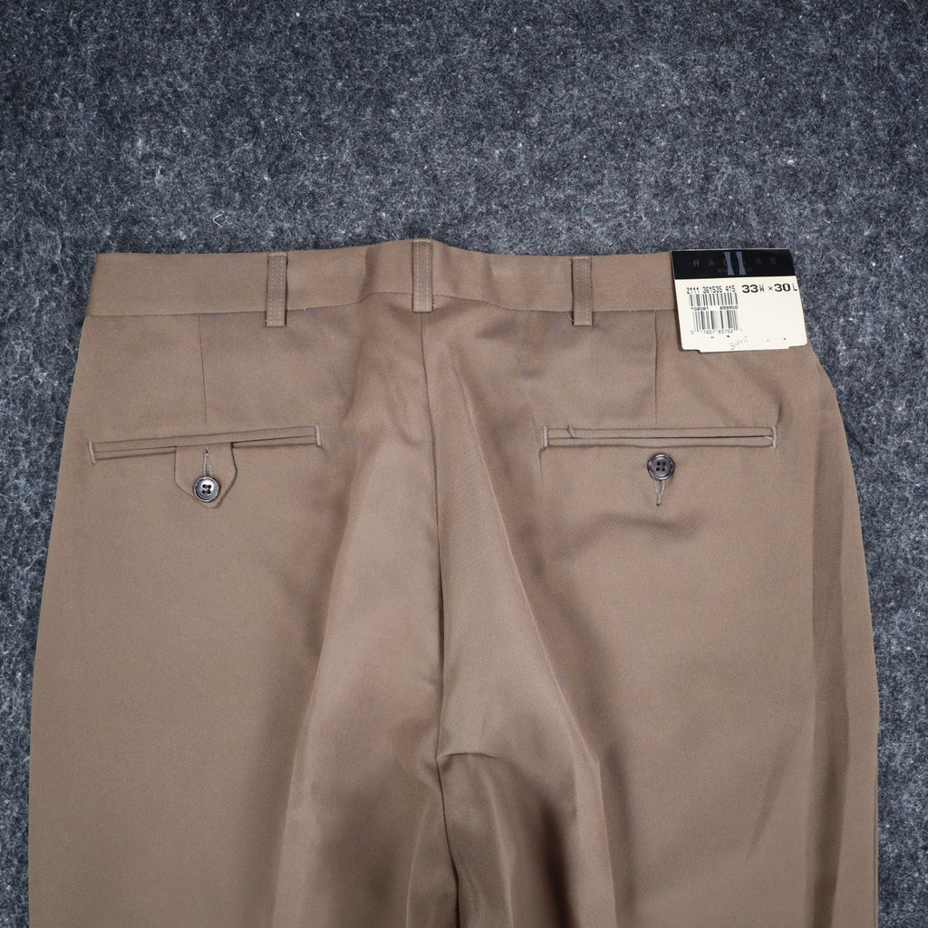 Haggar Black Label Pants Mens 33x30 Vintage 90s Khaki Micromattique Pleated NWT - take2supply