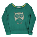 Jolt Owl Studded Thermal Top Womens Large Green Waffle Knit Raglan NWT - take2supply
