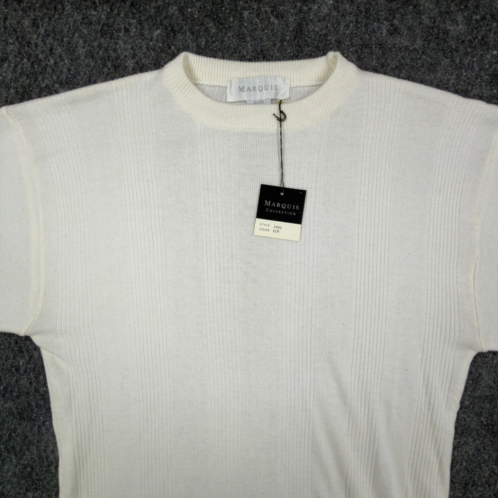 Marquis Vintage 90s Knit Top Mens Small Cream Cotton Acrylic NWT - take2supply