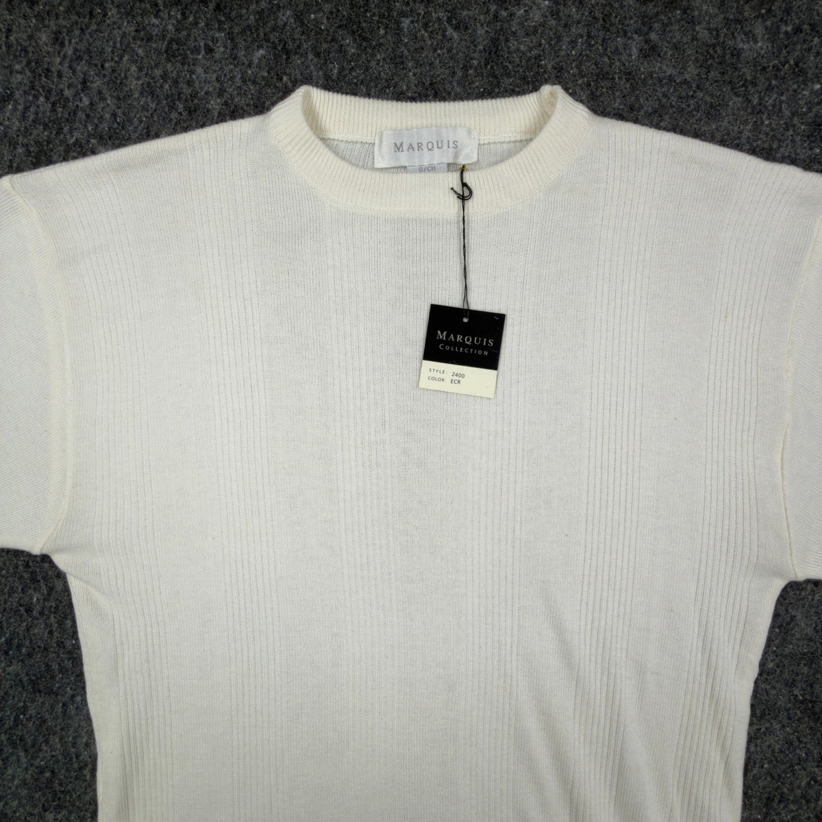 Marquis Vintage 90s Knit Top Mens Small Cream Cotton Acrylic NWT - take2supply