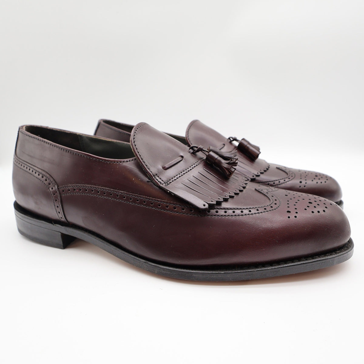 Dexter Brent Loafers Mens 12 WW Vintage Burgundy Leather Wingtip Tassel USA - take2supply