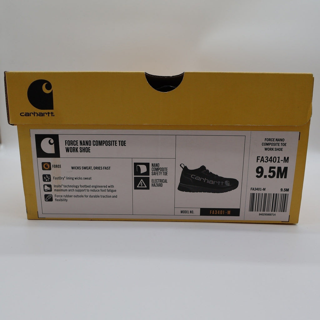 Carhartt Force Nano Composite Toe Work Shoe Mens 9.5 Black Mesh FA3401-M Safety - take2supply