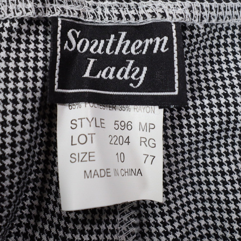 Southern Lady Dress Pants Womens 10 Petite Black White Houndstooth Pleated New - take2supply