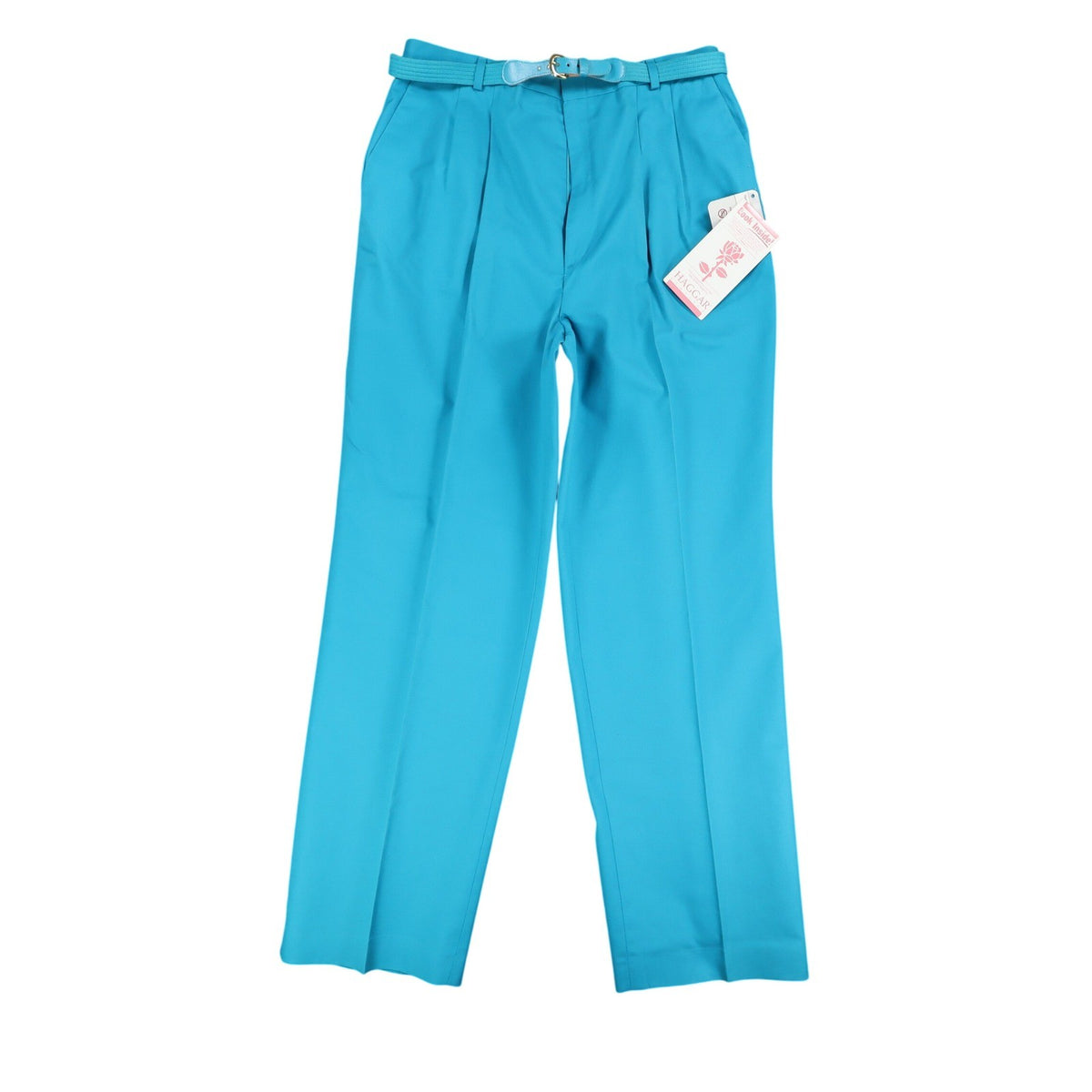 Haggar Classics Pants Womens 20 Turquoise Pleated Belted USA NWT Deadstock - take2supply