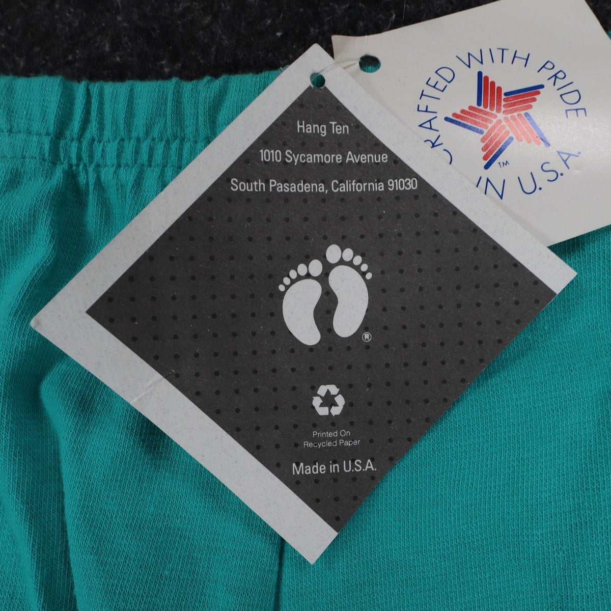 Hang Ten Leggings Medium Vintage 90s Teal Cotton Stretch Made in USA NWT - take2supply
